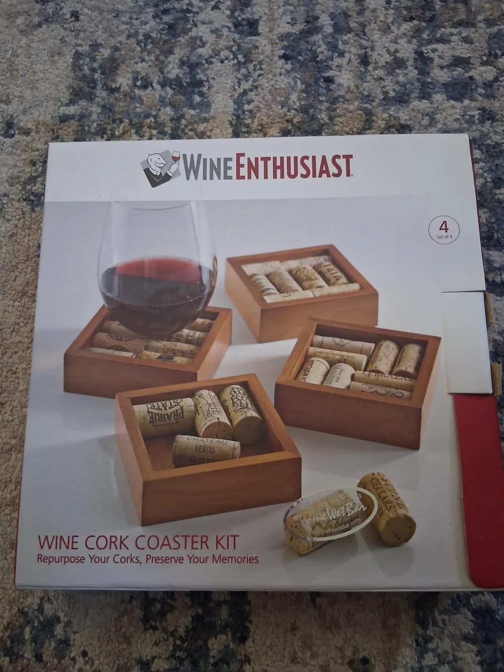Wooden Wine Cork Coaster Set - Brown (Set of 4)